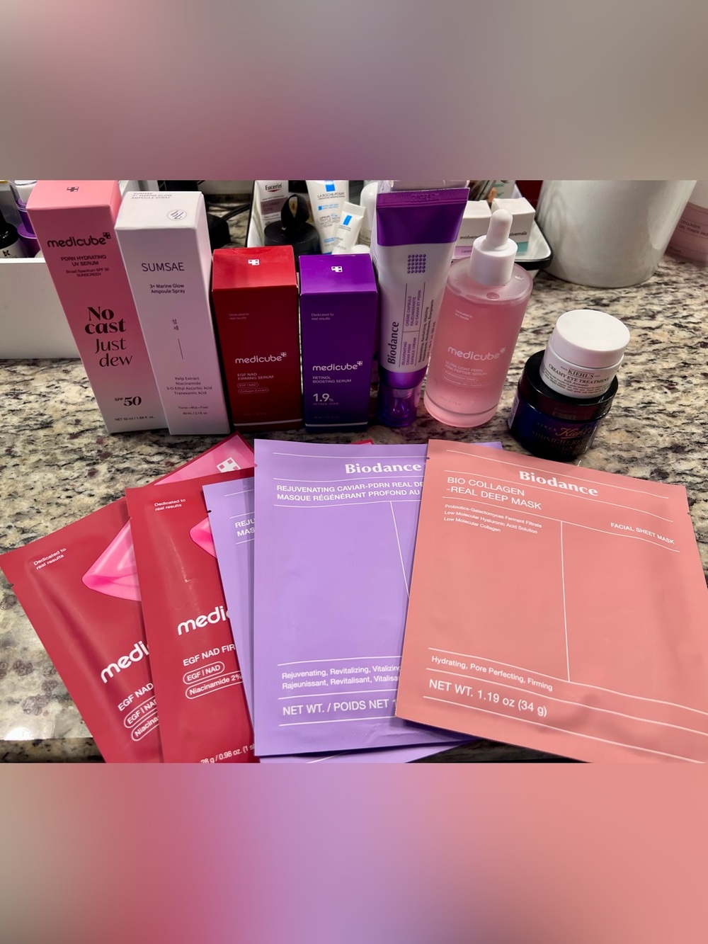 Medicube, Biodance & Kiehls Skincare Set- Hydrating Serums, Moisturizers & Masks